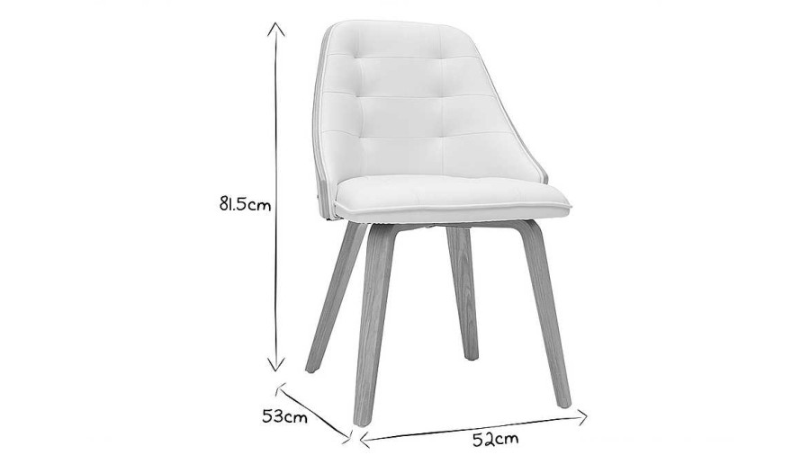 Chaise & Tabouret Miliboo Chaise Design | Chaise Design Blanc Et Bois Clair Fluffy