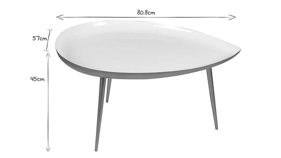 Table Miliboo | Table Basse Design En Acier Laqu Blanc Et Dor L80 Cm Drop