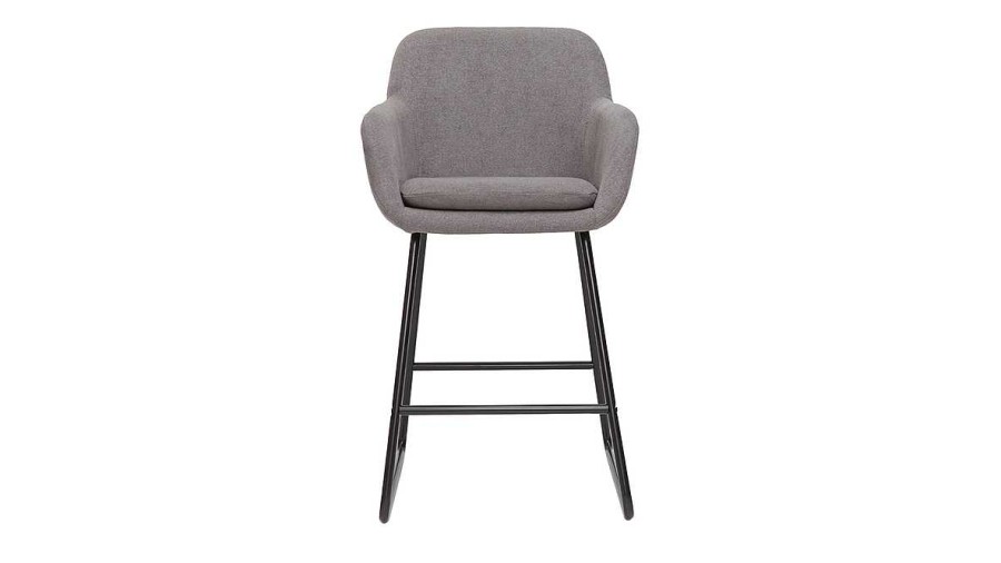 Chaise & Tabouret Miliboo Tabouret De Bar | Tabourets De Bar En Tissu Effet Velours Gris H75 Cm (Lot De 2) Amika