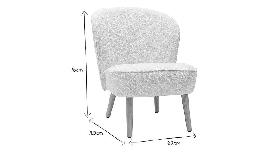 Canap & Fauteuil Miliboo Fauteuil Design | Fauteuil Scandinave En Tissu Effet Laine Boucl E Blanc Cass Et Bois Clair Amanita