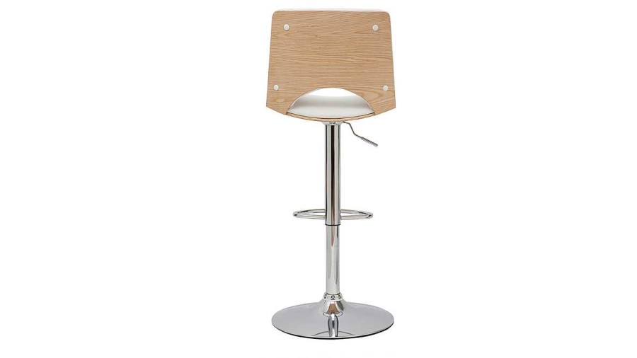 Chaise & Tabouret Miliboo Tabouret De Bar | Tabouret De Bar Design R Glable Blanc Et Bois Clair Panach