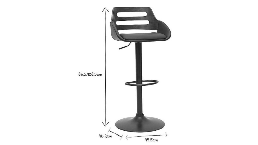 Chaise & Tabouret Miliboo Tabouret De Bar | Tabouret De Bar Relevable Design Noir Et Noyer Pernik