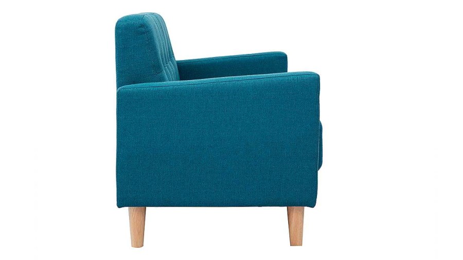 Canap & Fauteuil Miliboo Canap Design | Canap Scandinave 2 Places En Tissu Bleu Canard Et Bois Clair Moon