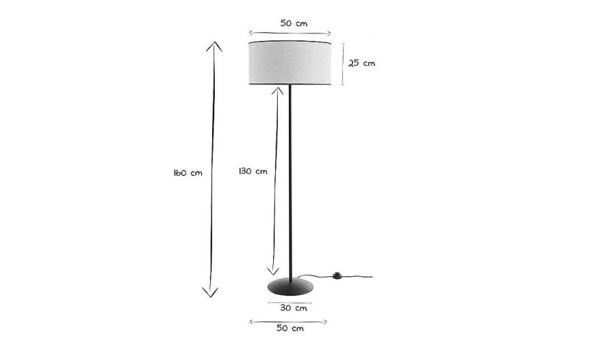 Luminaire Miliboo | Lampadaire Avec Abat-Jour En Papier Tiss Naturel Et M Tal Noir H160 Cm Zeta