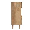 Rangement Miliboo | Buffet Haut En Bois Manguier Massif 3 Portes Coulissantes L85 Cm Alba