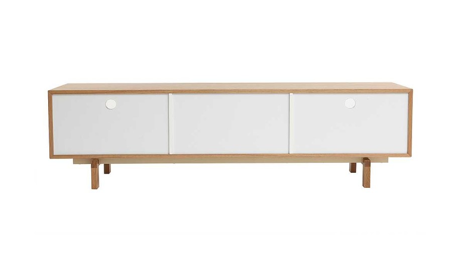 Rangement Miliboo Meuble Tv Design | Meuble Tv Scandinave Blanc Et Bois L180 Cm Acoustic