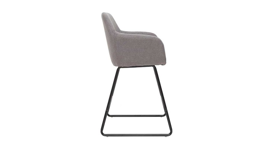 Chaise & Tabouret Miliboo Tabouret De Bar | Tabourets De Bar En Tissu Effet Velours Gris H75 Cm (Lot De 2) Amika