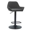 Chaise & Tabouret Miliboo Tabouret De Bar | Tabourets De Bar R Glables Design En Tissu Gris Anthracite (Lot De 2) Ronnie