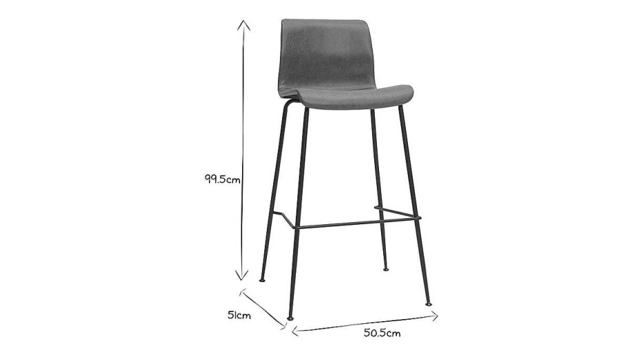 Chaise & Tabouret Miliboo Tabouret De Bar | Tabourets De Bar Fixes Marron Aspect Vieilli Et M Tal Noir H75 (Lot De 2) Harold