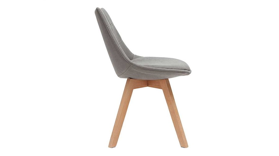 Chaise & Tabouret Miliboo Chaise Design | Chaises Scandinaves En Tissu Gris Et Bois Clair (Lot De 2) Matilde