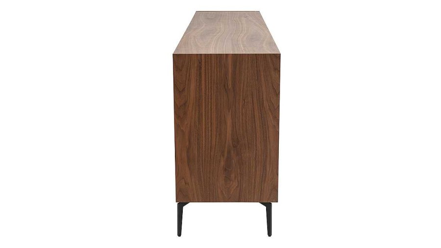 Rangement Miliboo | Buffet Design En Bois Fonc Noyer Et M Tal Noir 4 Portes 2 Tiroirs L180 Cm Bliss