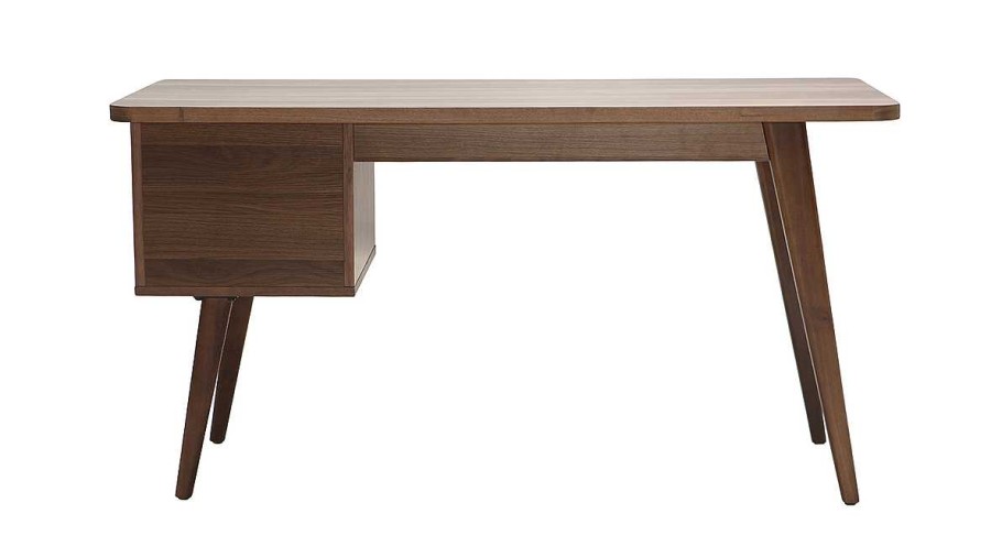 Bureau Miliboo Bureau Design | Bureau Avec Rangements 2 Tiroirs Bois Fonc Noyer L140 Cm Fifties