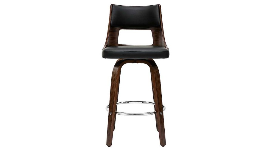 Chaise & Tabouret Miliboo Tabouret De Bar | Tabouret De Bar Vintage Pivotant Noir Et Bois Fonc Garbo