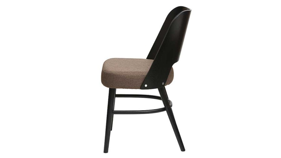 Chaise & Tabouret Miliboo Chaise Design | Chaises Vintage En Bois Noir Et Tissu Marron (Lot De 2) Edito