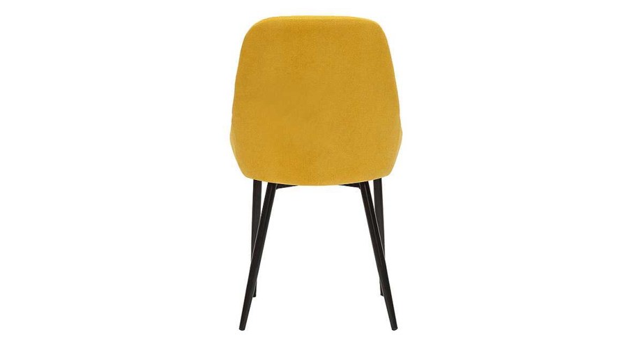 Chaise & Tabouret Miliboo Chaise Design | Chaises Design En Tissu Effet Velours Jaune Moutarde Et M Tal Noir (Lot De 2) Holo