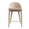 Chaise & Tabouret Miliboo Tabouret De Bar | Tabourets De Bar Scandinaves En Tissu Beige Et Fr Ne Massif H66 Cm (Lot De 2) Dalia