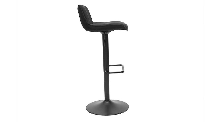 Chaise & Tabouret Miliboo Tabouret De Bar | Tabourets De Bar R Glables Pivotants 360° Noirs En Tissu Velours Et M Tal (Lot De 2) Boost