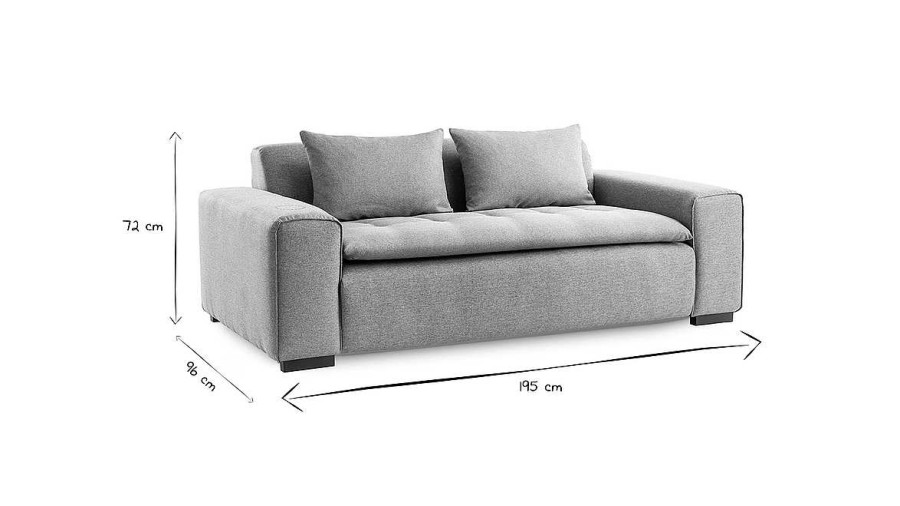 Canap & Fauteuil Miliboo Canap Design | Canap Connect 3 Places En Tissu Gris Clair