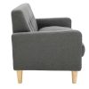 Canap & Fauteuil Miliboo Canap Design | Canap Scandinave 2 Places En Tissu Gris Fonc Et Bois Clair Luna