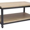 Table Miliboo | Table Basse Roulettes Industrielle Bois Manguier Massif Et M Tal Noir L90 Cm Factory