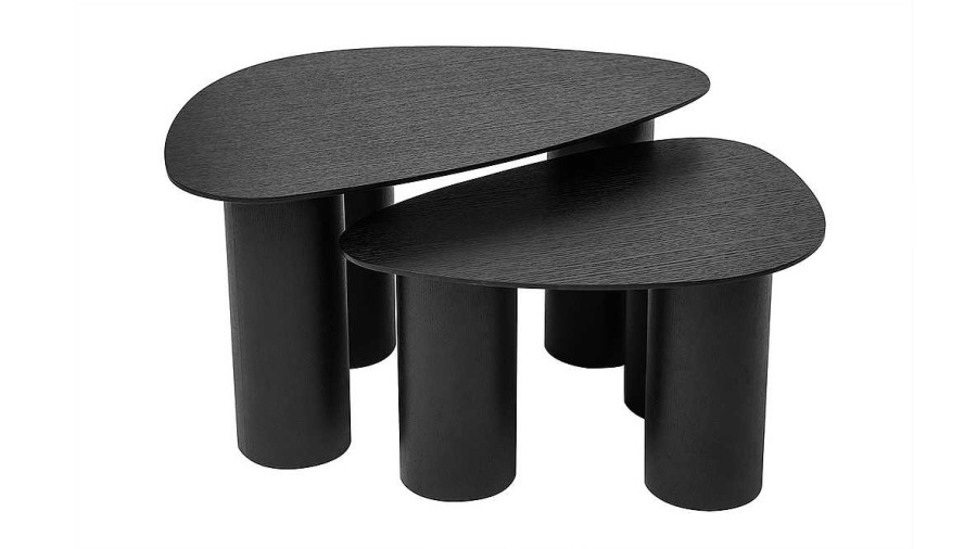 Table Miliboo | Tables Basses Gigognes Design En Bois Noir (Lot De 2) Foleen