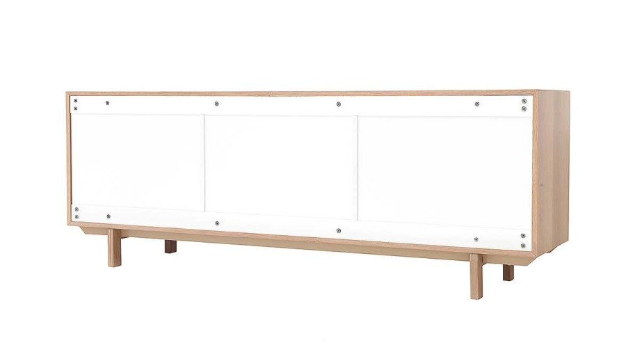 Rangement Miliboo | Buffet Scandinave Bois Et Blanc 2 Portes 3 Tiroirs L195Cm Sid