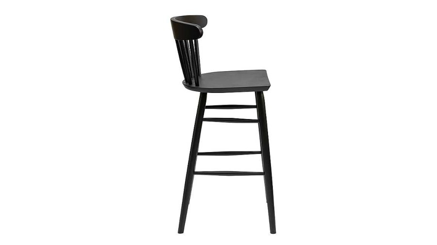 Chaise & Tabouret Miliboo Tabouret De Bar | Tabouret De Bar Vintage Barreaux Noir Mat H65 Cm Daria