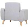 Canap & Fauteuil Miliboo Fauteuil Design | Fauteuil Scandinave En Tissu Gris Clair Et Bois Clair Ektor