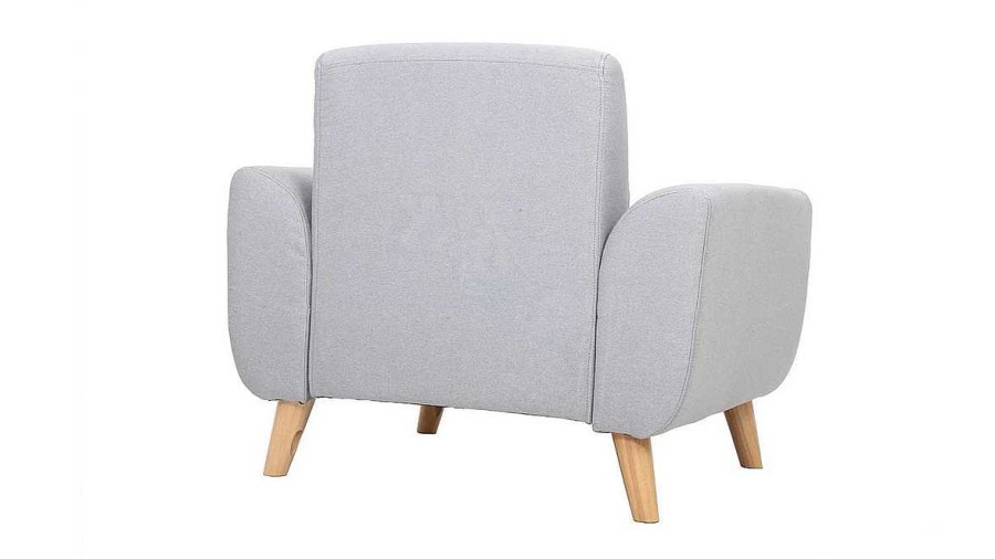 Canap & Fauteuil Miliboo Fauteuil Design | Fauteuil Scandinave En Tissu Gris Clair Et Bois Clair Ektor