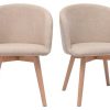 Chaise & Tabouret Miliboo Chaise Design | Chaises Scandinaves En Tissu Effet Velours Beige Et Bois Clair Massif (Lot De 2) Vanity