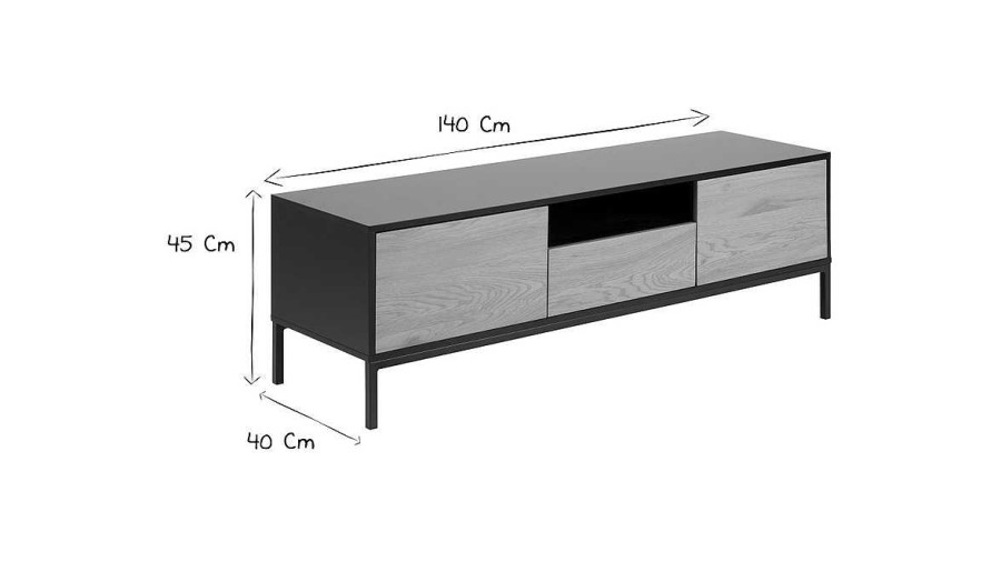 Rangement Miliboo Meuble Tv Design | Meuble Tv Industriel Bois Et M Tal L140 Cm Tresca