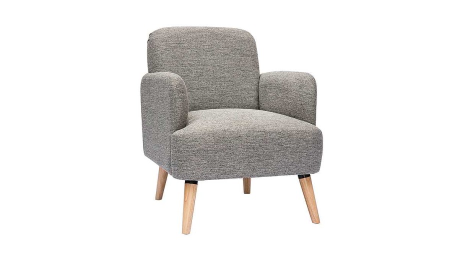 Canap & Fauteuil Miliboo Fauteuil Design | Fauteuil Scandinave En Tissu Gris Clair Et Bois Clair Isko