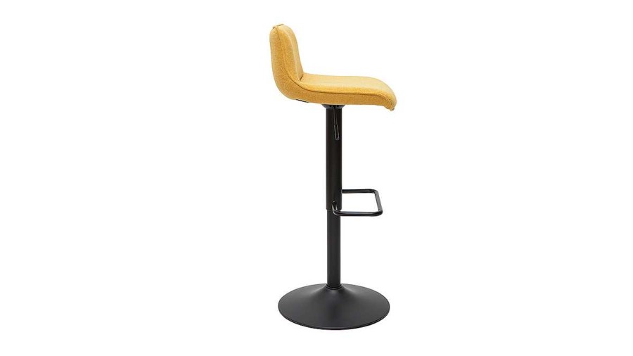 Chaise & Tabouret Miliboo Tabouret De Bar | Tabourets De Bar R Glables Pivotants 360° En Tissu Effet Velours Textur Jaune Moutarde Et M Tal (Lot De 2) Boost