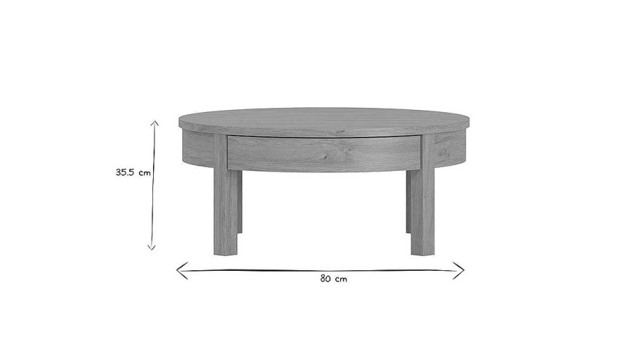 Table Miliboo | Table Basse Ronde Scandinave Avec Rangement Bois Clair Finition Ch Ne D80 Cm Eole