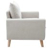 Canap & Fauteuil Miliboo Canap Design | Canap Scandinave 2 Places En Tissu Effet Velours Beige Naturel Et Bois Clair Jonas