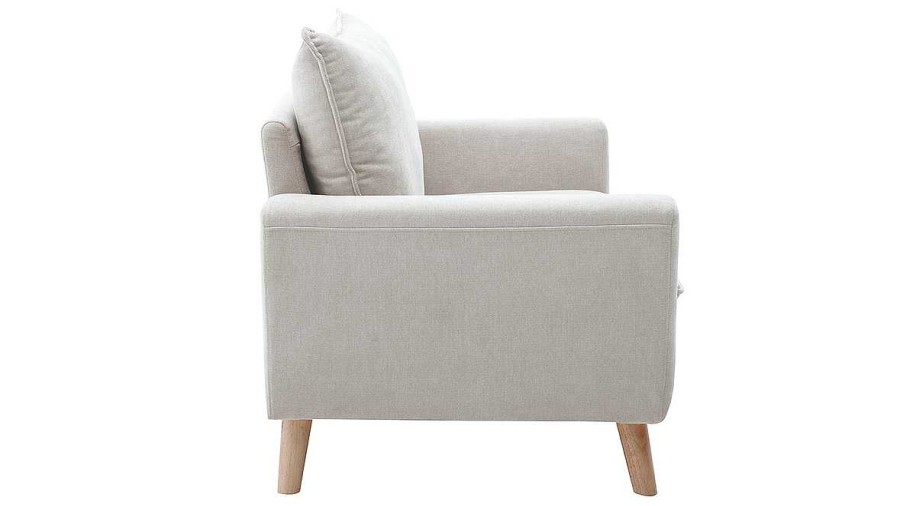 Canap & Fauteuil Miliboo Canap Design | Canap Scandinave 2 Places En Tissu Effet Velours Beige Naturel Et Bois Clair Jonas