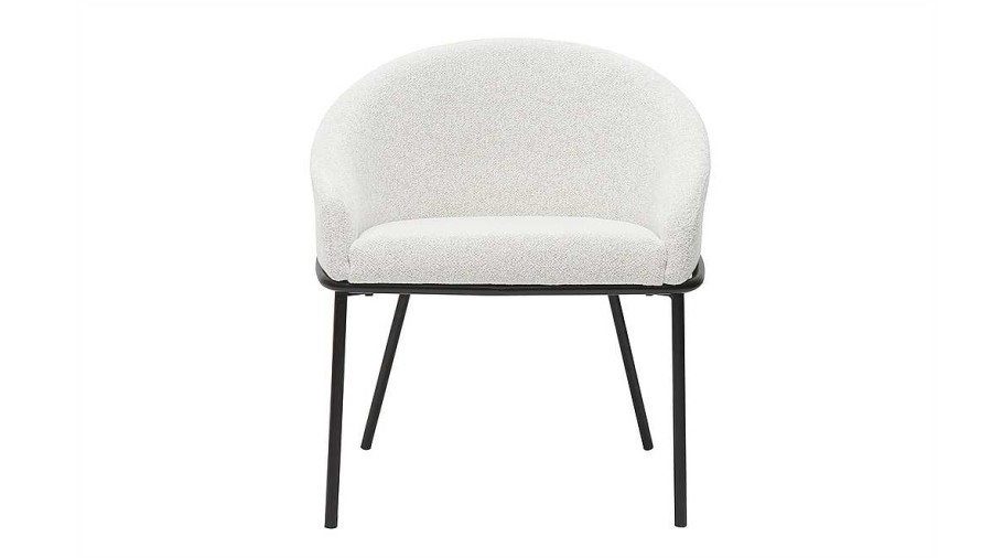 Chaise & Tabouret Miliboo Chaise Design | Chaise Design En Tissu Velours Chenille Blanc Cass Et M Tal Noir Jenna