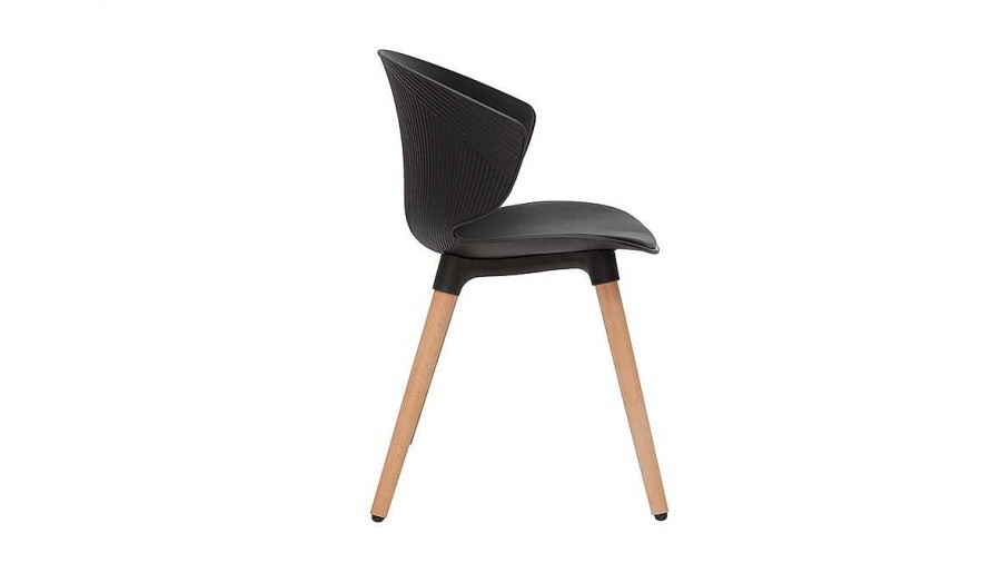 Chaise & Tabouret Miliboo Chaise Design | Chaise Design Noir Et Bois Clair Massif Wing