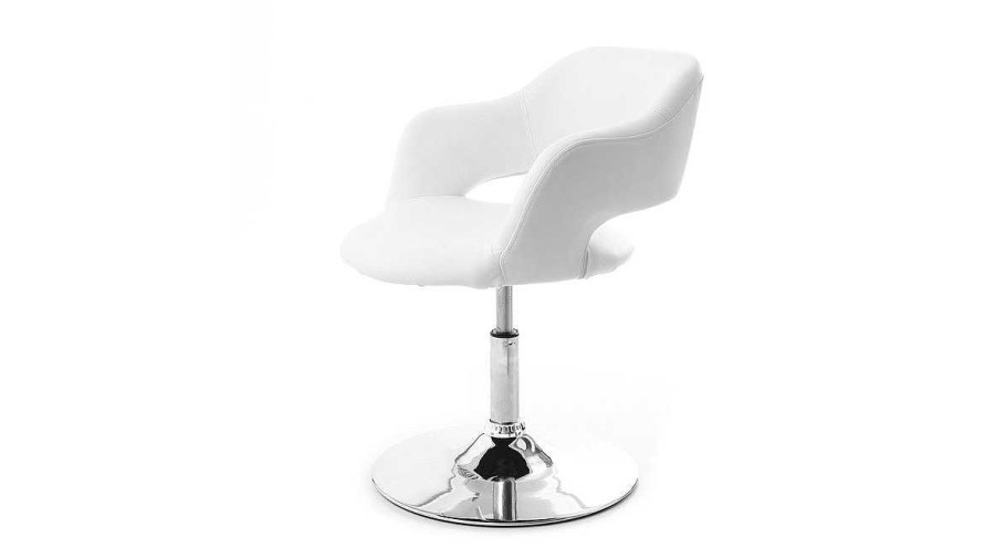 Canap & Fauteuil Miliboo Fauteuil Design | Fauteuil Pivotant Design Blanc Et Acier Chrom Jessy