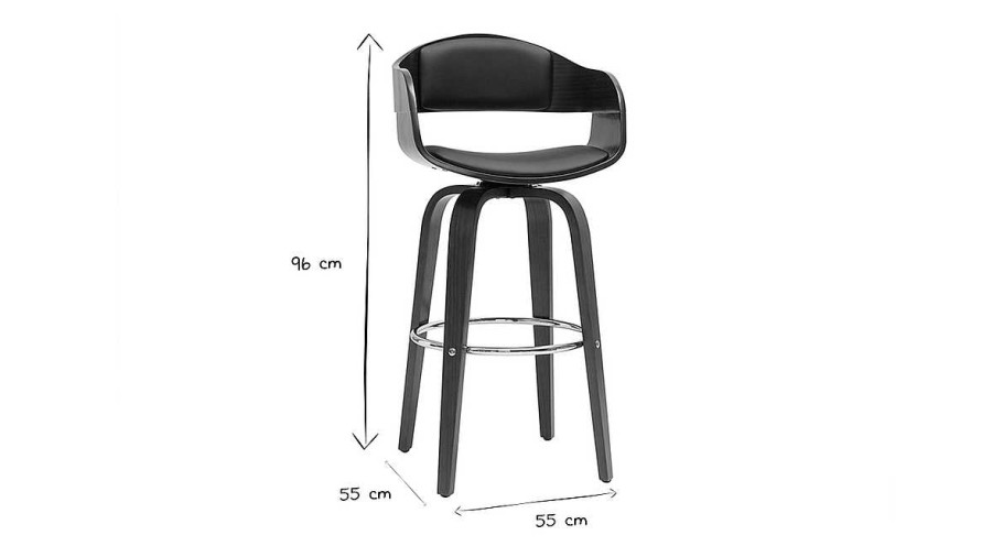 Chaise & Tabouret Miliboo Tabouret De Bar | Tabourets De Bar Vintage Pivotants 360° Noyer H65 Cm (Lot De 2) Gao