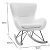 Canap & Fauteuil Miliboo Rocking Chair | Rocking Chair Scandinave En Tissu Effet Peau De Mouton Blanc, M Tal Noir Et Bois Clair Eskua