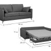 Canap & Fauteuil Miliboo Canap Convertible | Canap Convertible Scandinave 3 Places En Tissu Gris Anthracite Et Bois Clair Avec Matelas 10 Cm Papel