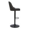 Chaise & Tabouret Miliboo Tabouret De Bar | Tabourets De Bar R Glables Tissu Gris Fonc Et M Tal Noir (Lot De 2) Hasta