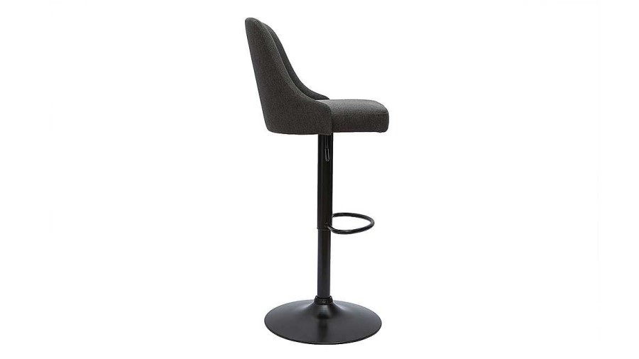 Chaise & Tabouret Miliboo Tabouret De Bar | Tabourets De Bar R Glables Tissu Gris Fonc Et M Tal Noir (Lot De 2) Hasta