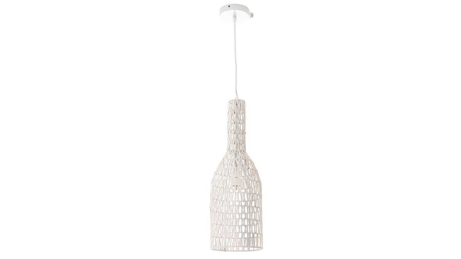 Luminaire Miliboo | Suspension Design En Rotin Blanc D19 Cm Philae