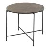 Table Miliboo | Table Basse Ronde Design En Marbre Marron Et M Tal Noir D52 Cm Sarda