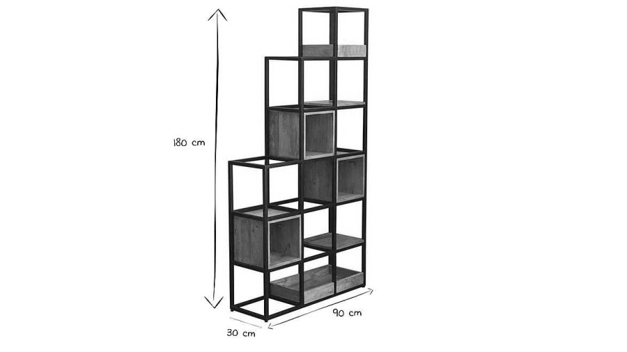 Bureau Miliboo | Etag Re - Meuble S Parateur D'Espace En Bois Manguier Massif Et M Tal Noir L90 Cm Finley