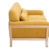 Canap & Fauteuil Miliboo Canap Design | Canap Scandinave 2 Places En Tissu Effet Velours Jaune Moutarde Et Bois Clair Yoko