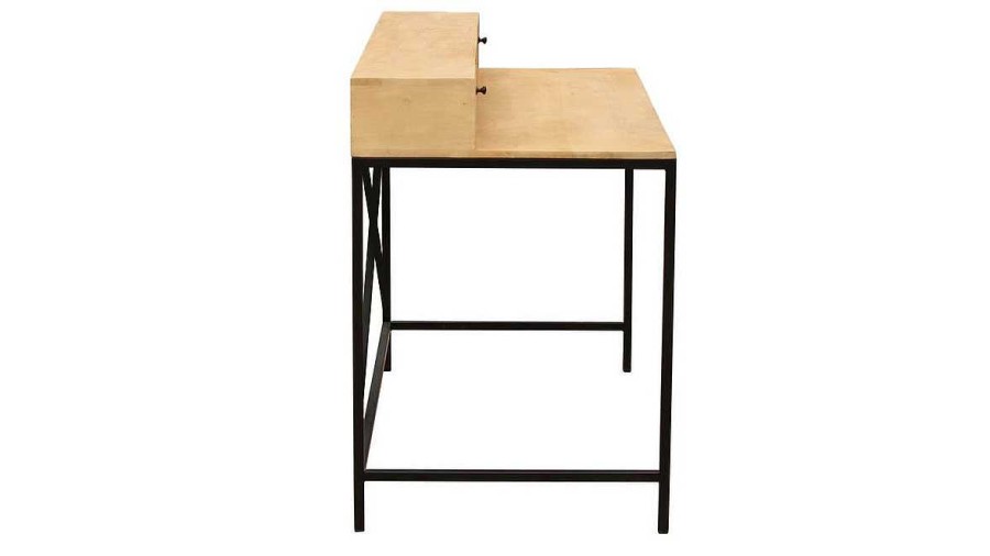 Bureau Miliboo Bureau Design | Bureau Avec Rangements Industriel Bois Clair Manguier Massif Et M Tal Noir L140 Cm Opium