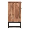 Rangement Miliboo | Commode Motifs Chevrons En Bois Massif Et M Tal Noir 3 Tiroirs L70 Cm Stick